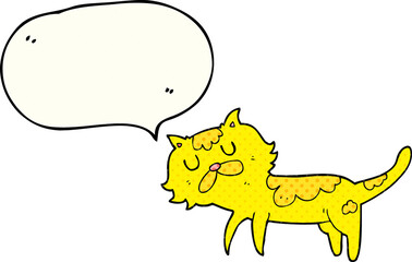 freehand drawn comic book speech bubble cartoon cat