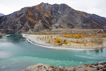 The confluence of Chuya and Katun rivers in Altai