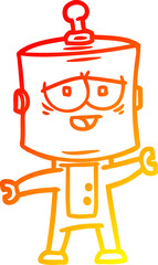 warm gradient line drawing of a cartoon robot