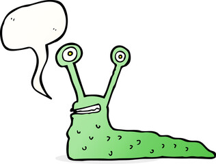 cartoon slug with speech bubble