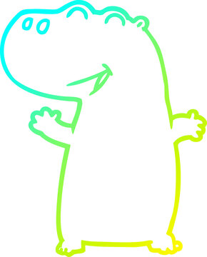 recommend clip art: cold gradient line drawing of a cartoon hippopotamus