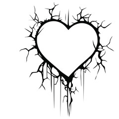 heartbroken sign, broken heart symbol of lovers