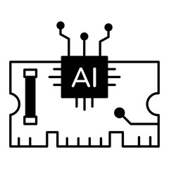 Modern outline icon depicting ai processor 