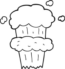 freehand drawn black and white cartoon smoke explosion