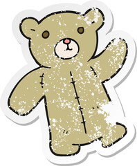retro distressed sticker of a cartoon teddy bear