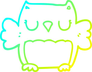 cold gradient line drawing of a cute cartoon owl