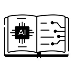 Editable line icon of an ai book 