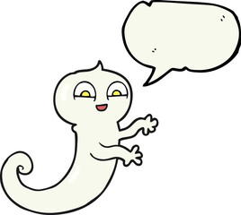 freehand drawn speech bubble cartoon ghost