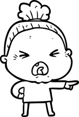 cartoon angry old woman
