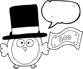freehand drawn speech bubble cartoon rich owl