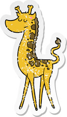 distressed sticker of a cartoon giraffe