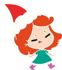 hand drawn christmas cartoon of kawaii girl