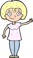 cartoon happy woman pointing