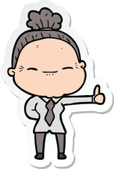 sticker of a cartoon peaceful old woman