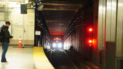 The city subway platform view in the city of the USA