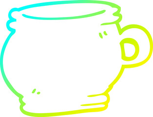 cold gradient line drawing of a cartoon cup