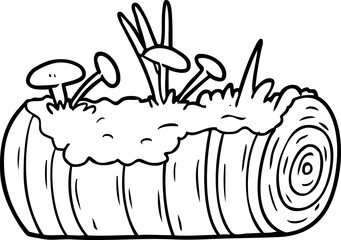 cartoon old log with mushrooms