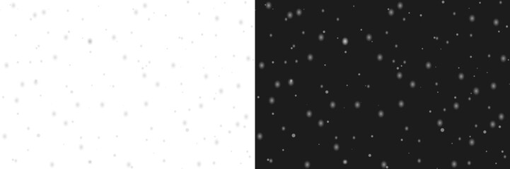 Heavy snowfall, falling snow isolated, snowfall light bokeh, blizzard falling, snow flakes in different shapes, frosty close-up wintry snowflakes on transparent background - obrazy, fototapety, plakaty