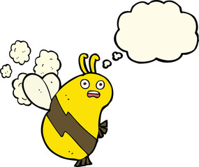 funny cartoon bee with thought bubble