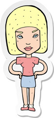 sticker of a cartoon annoyed woman