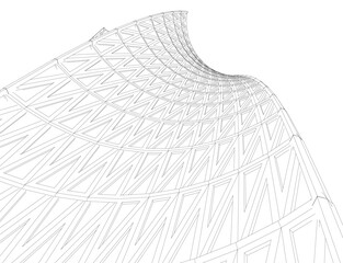 Architecture building 3d. Concept sketch.