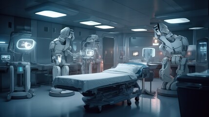 Autonomous robots operating in a surgical room