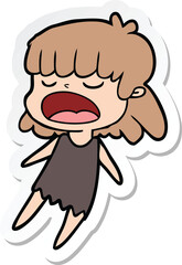 sticker of a cartoon woman talking loudly