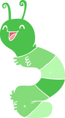 flat color style cartoon happy caterpillar