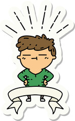 sticker of a tattoo style happy man