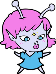 pretty cartoon alien girl