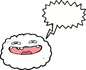 happy cartoon cloud with speech bubble
