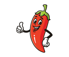 chili with thumbs up cartoon mascot illustration character vector clip art