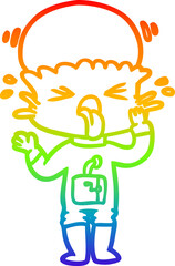 rainbow gradient line drawing of a weird cartoon alien
