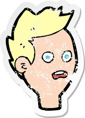 retro distressed sticker of a cartoon shocked man