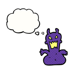 freehand drawn thought bubble cartoon little alien
