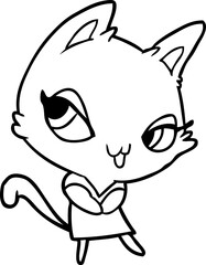 cute line drawing of a female cat