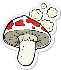 sticker of a cartoon toadstool