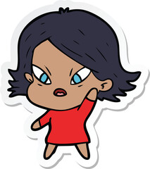 sticker of a cartoon stressed woman