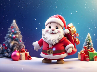 christmas santa claus with christmas card 