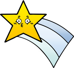 gradient shaded cartoon of a shooting rainbow star