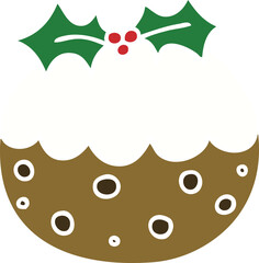 hand drawn quirky cartoon christmas pudding