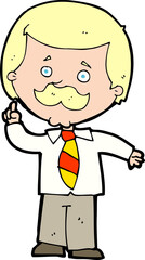 cartoon newsreader man with idea