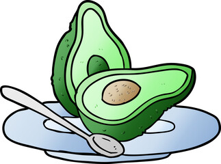 cartoon halved avocado