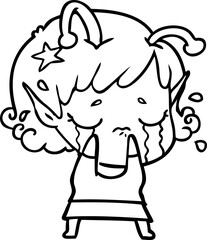 cartoon crying alien girl