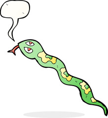cartoon hissing snake with speech bubble