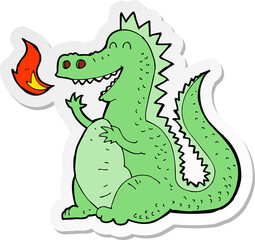 sticker of a cartoon fire breathing dragon
