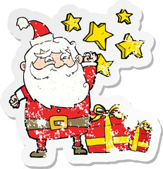 retro distressed sticker of a cartoon santa claus