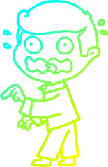 cold gradient line drawing of a cartoon stressed out pointing