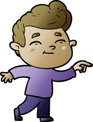 happy cartoon man pointing