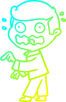 recommend clip art: cold gradient line drawing of a cartoon stressed out pointing